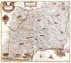 Languedoc Haritası (Fransa) (gravür by Frederick de Wit