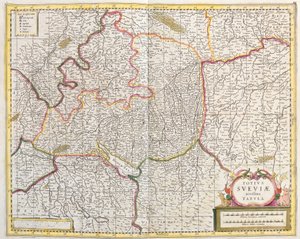 Swabia Haritası (Almanya) (gravür by Frederick de Wit