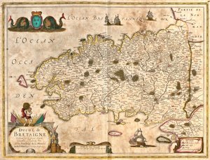 Brittany Dükalığı Haritası (Fransa) (gravür