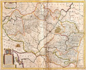 Aragon Krallığı (İspanya) Haritası (gravür by Frederick de Wit