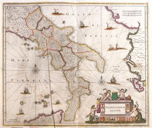 Napoli Krallığı Haritası (İtalya) (gravür by Frederick de Wit