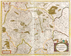 Pfalz Rhenan Haritası (Almanya) (gravür by Frederick de Wit