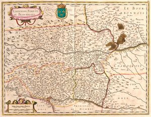 Lyon ve Beaujolais (Fransa) bölgelerinin haritaları (gravür by Frederick de Wit