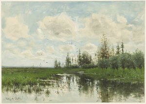 Ağaçlar ve çayır ile havuz by Fredericus Jacobus van Rossum du Chattel