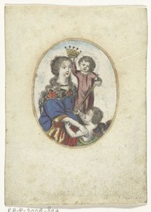 Oval içinde çocuk ve melek ile Madonna by Frederik Bouttats (de Jonge) (attributed to)