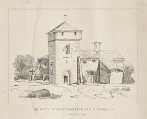 Bir çiftçinin çiftliği F. Börger Jr. tarafından ilk taş çizimi (nesne üzerindeki başlık) by Frederik Böger