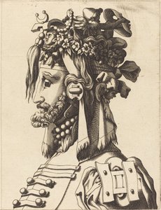 Abartılı Kostümlü Bir Adamın Büstü by French 16th Century after René Boyvin or Pierre Milan