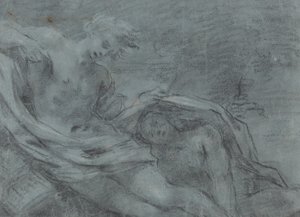 İki Yatan Figür [verso] by French 17th Century
