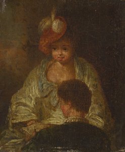 genç kadın ve adam by French 18th Century