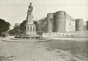 Angers, Kral Rene Heykeli (b/w fotoğraf) by French Photographer