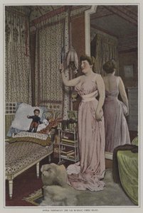 Anna Thibault, Fransız şarkıcı, La Scala, Paris, evde (renkli fotoğraf) by French Photographer