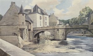 Aubusson, Pont de la Terrade, Creuse üzerinde, Mansap görünümü by French Photographer