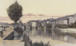 Bar-le-Duc, Ornain üzerindeki Notre-Dame köprüsü by French Photographer