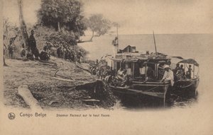 Belçika Kongo, yüksek nehir üzerinde Steamer Hainaut by French Photographer