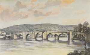 Cahors, Ensemble du Pont Neuf (14. yüzyıl), sağ kıyıda akıntıya karşı alınan görünüm by French Photographer
