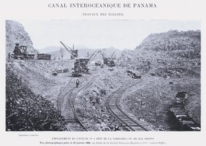 Panama Interoceanic Kanalı, Kilit İşleri (bw fotoğraf) by French Photographer