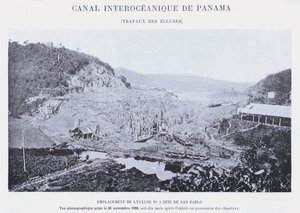 Panama Interoceanic Kanalı, Kilit İşleri (bw fotoğraf) by French Photographer