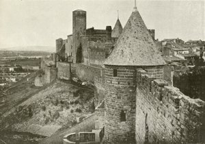 Carcassonne, La Cite (b/w fotoğraf) by French Photographer