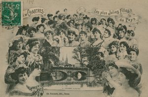 Chartres, bölgenin en güzel kızları. 1913 yılında gönderilen kartpostal. by French Photographer