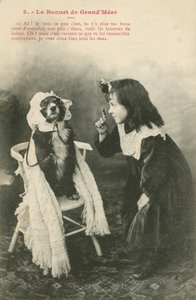 Köpeğine bone giydiren çocuk (s/b fotoğraf) by French Photographer