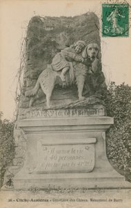 Clichy-Asnieres - Köpekler Mezarlığı. Barry anıtı. 1913 yılında gönderilen kartpostal. by French Photographer
