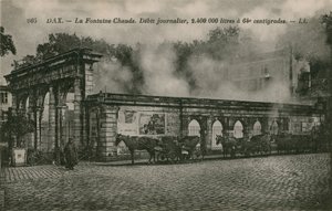 Dax - ılık su kaynağı (günlük akış: 64 santigratta 2400000 litre). 1913 yılında gönderilen kartpostal. by French Photographer