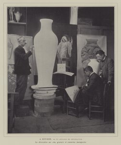 Fransa Sevres porselen fabrikasında dekorasyon atölyesi (s/b fotoğraf) by French Photographer