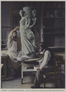 Fransa, Sevres porselen fabrikasında emaye atölyesi (renkli fotoğraf) by French Photographer