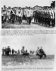 Çar ve Grandük Nicholas II ve General Joffre arasındaki son konuşmalar, 1913 by French Photographer