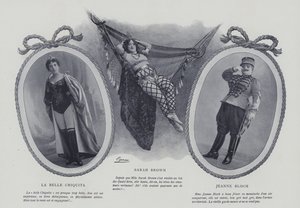 Fransız aktrisler ve şarkıcılar La Belle Chiquita, Sarah Brown ve Jeanne Bloch (s/b fotoğraf) by French Photographer