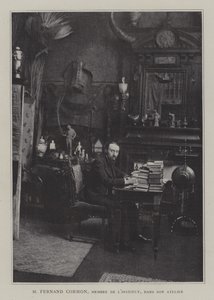 Fransız ressam Fernand Cormon stüdyosunda (renkli taş) by French Photographer