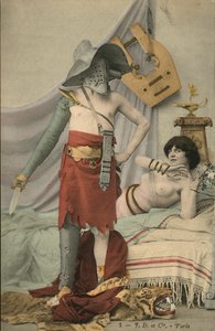 Gladyatör ve yatakta bir kadın (renkli fotoğraf) by French Photographer