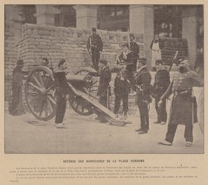 Paris Komünü, Place Vendome Barikatlarının Savunması (s/b fotoğraf) by French Photographer