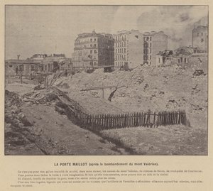 Paris Komünü, La Porte Maillot, Mont Valerien bombardımanından sonra (s/b fotoğraf) by French Photographer