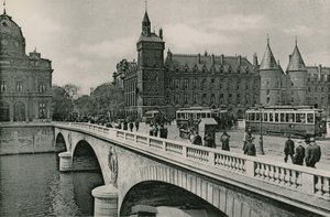 Pont au Change ve Palais de Justice, Pont au Change ve Adalet Divanı (fotogravür) by French Photographer