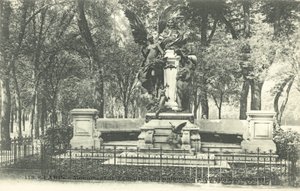 Fabulist La Fontaine Anıtı, Jardin du Luxembourg (s/b fotoğraf) by French Photographer