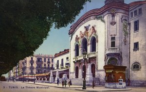 Belediye Tiyatrosu, Tunus, Tunus (renkli fotoğraf) by French Photographer