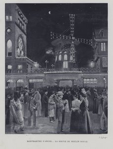 Moulin Rouge dışında, Montmartre, Paris (s/b fotoğraf) by French Photographer