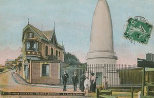 Le Havre yakınlarındaki Sainte-Adresse'de Pain de sucre (şeker somunu anıtı). Charles Lefebvre-Desnouettes'in anısına inşa edilen Mozole. 1913 yılında gönderilen kartpostal. by French Photographer
