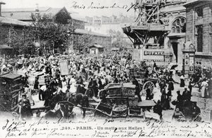 Les Halles, Paris, 1914 öncesi kartpostal by French Photographer
