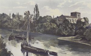 Saint-Denis-de-Piles, Kilise, Isle kıyısında birlikte by French Photographer
