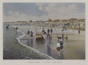 Yüksek gelgitteki plaj, Berck-sur-Mer, Fransa (renkli fotoğraf) by French Photographer
