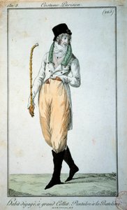 18. yüzyıl modası: Büyük yakalı Paris takımı, botlu pantolonlar. Paris, Musee du Kostüm by French School