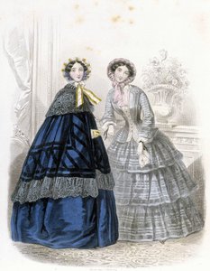 2 moda kadın: kıyafetli - “” Journal des Demoiselles” 1852