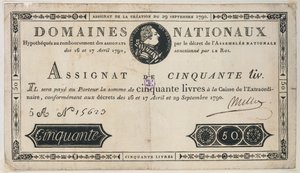 50 liralık banknot, 29 Ekim 1790 by French School