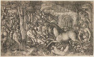 Bir Tek Boynuzlu At Tarafından Takip Edilen Kral, c.1547 by French School