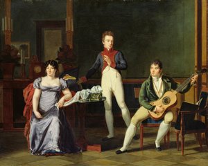 Bir Müzisyen ve Ailesi, muhtemelen Fernando Sor (1778-1839) by French School