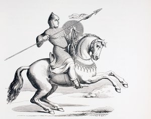 Zincir Posta ve Miğfer giymiş, Mızrak ve Kalkan taşıyan bir Norman Şövalyesi, 1873 by French School