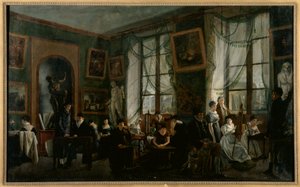 Bir kadın çizim sınıfı, 1810 civarı, 1810 civarı (tuval üzerine yağlıboya) by French School