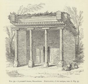 Bir köylü evi, Mazanderan by French School